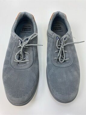 Johnston & Murphy Light Gray Suede Perforated Lace-Up Sneakers